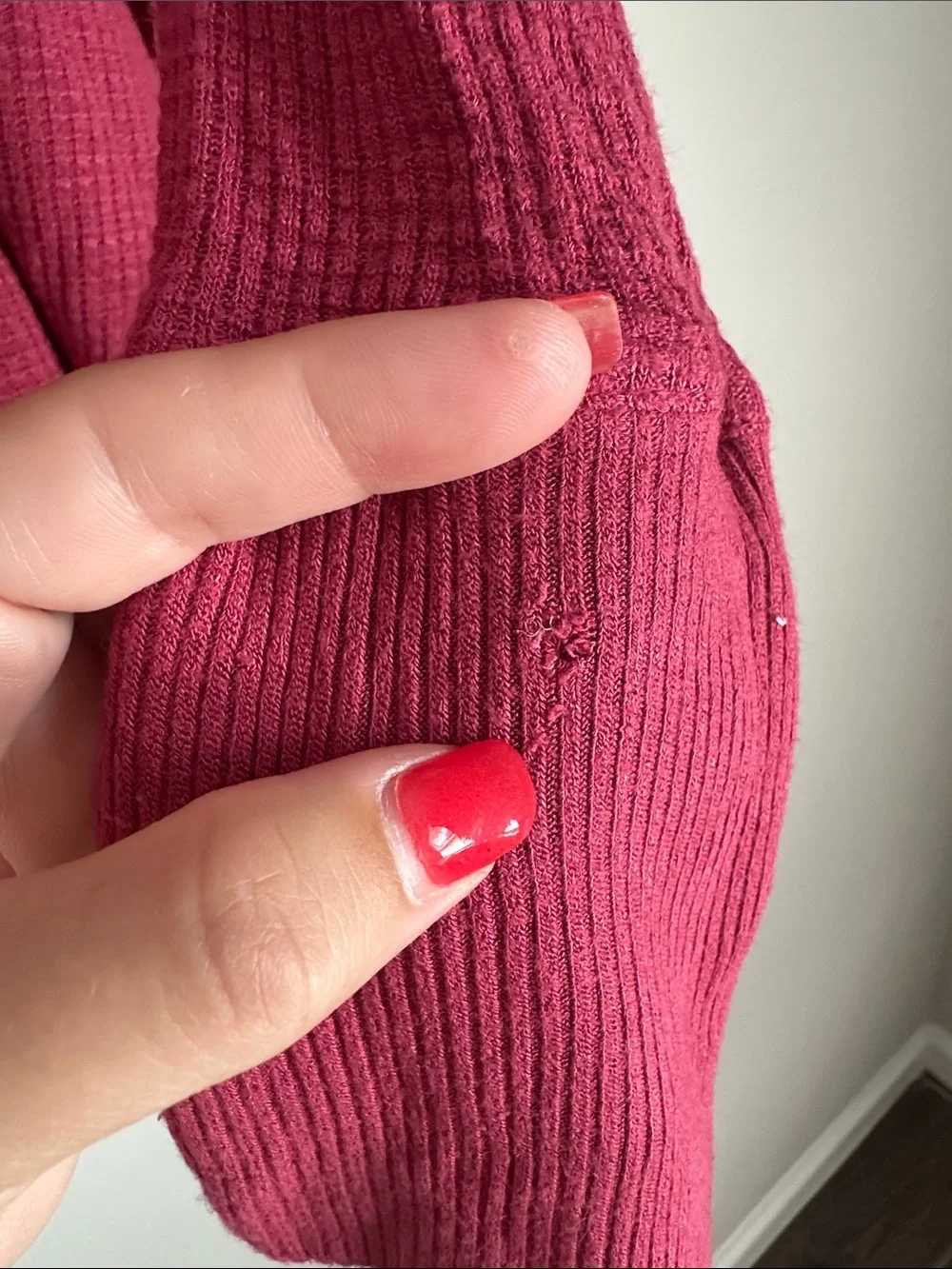 Free People Deep Raspberry Lace Yoke Long Sleeve Top